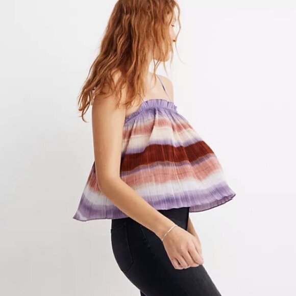 MADEWELL by J Crew Textured Micropleat Tank Top in Ombré Rainbow adjustable XL - Picture 4 of 16